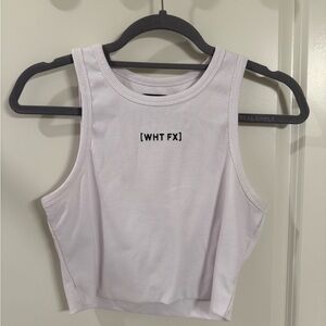 White Ribbed White Fox Crop Tank